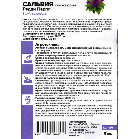 Сальвия Редди Парпл сверкающая [Семена алтая] купить с доставкой