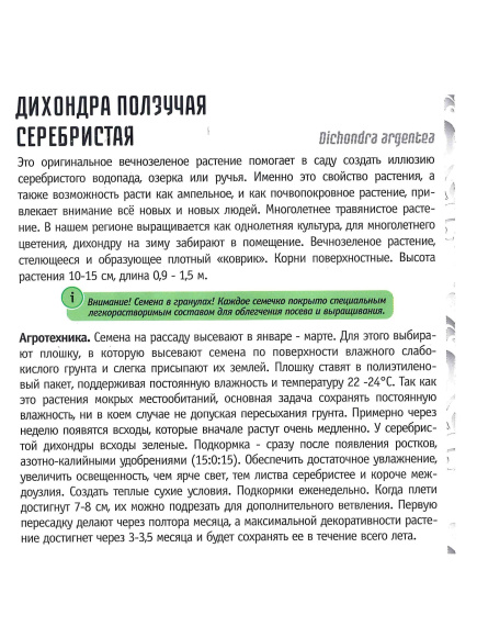 Дихондра серебристая Большая клумба [Семена редких растений] купить с доставкой
