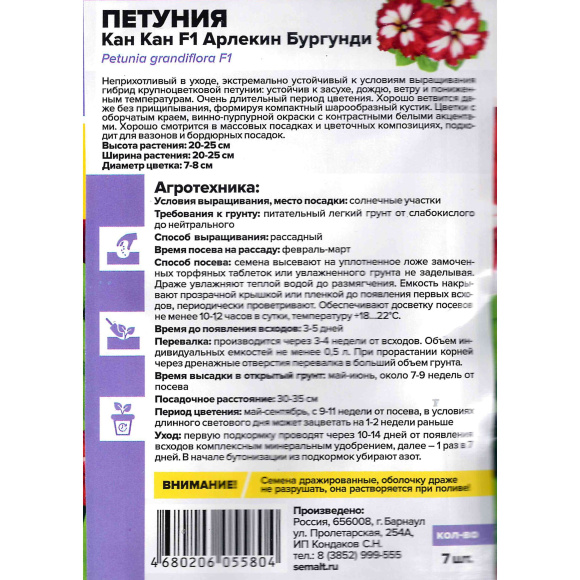 Петуния Кан Кан Арлекин Бургунди [Семена алтая] купить с доставкой