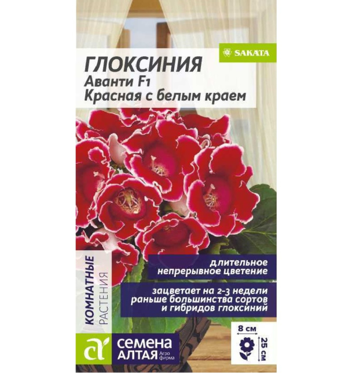 Глоксиния Аванти Красная с белым краем (Семена алтая) можно купить недорого с доставкой в питомнике Любвитский