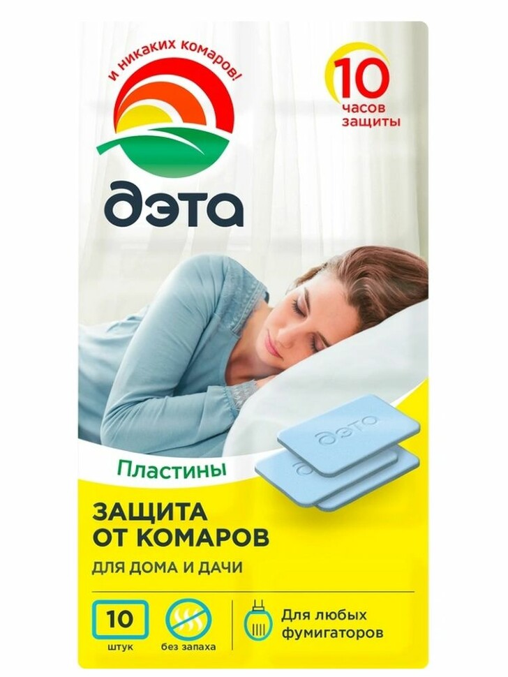 Пластина Дэта от летающих насекомых 10шт купить с доставкой