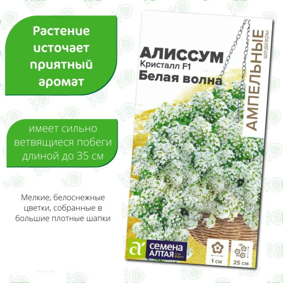 Алиссум Кристалл Белая Волна ампельный [Семена алтая] купить с доставкой