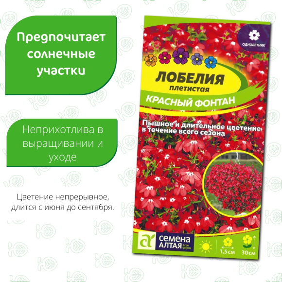 Лобелия Красный Фонтан плетистая [Семена алтая] купить с доставкой