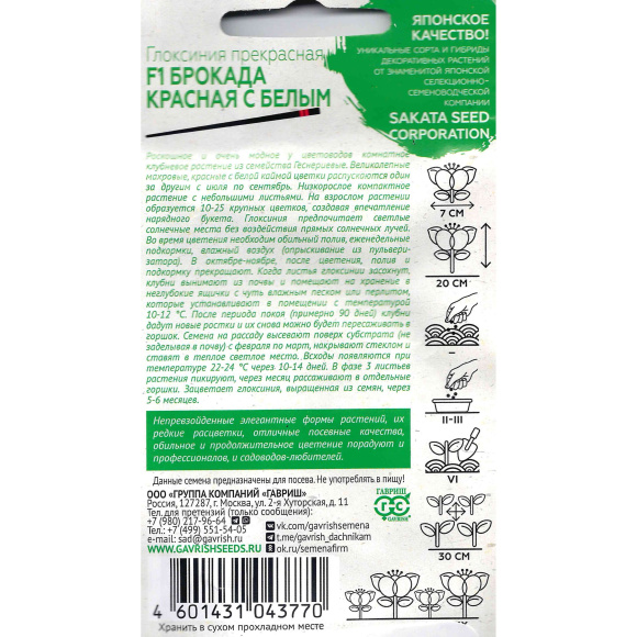 Глоксиния Брокада Синяя с Белым [Гавриш] купить с доставкой