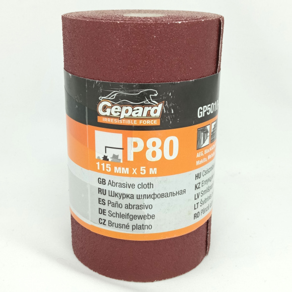 Шлифшкурка 115мм х 5м Р80 бумажная основа [GEPARD] купить с доставкой
