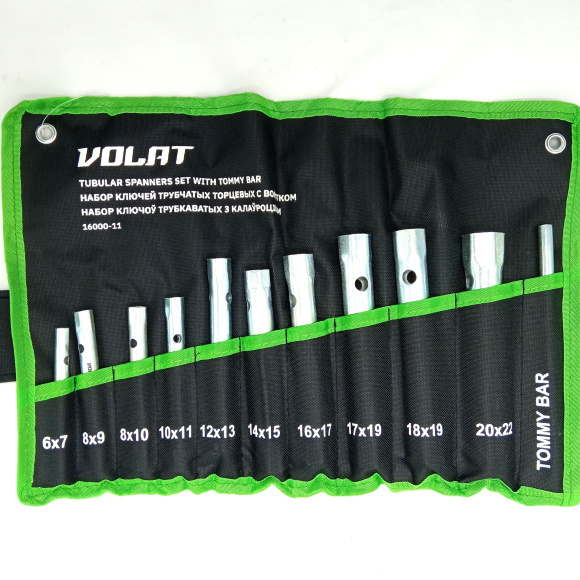 Набор ключей трубчатых торцевых с воротком 11пр. (на полотне) [ВОЛАТ] купить с доставкой